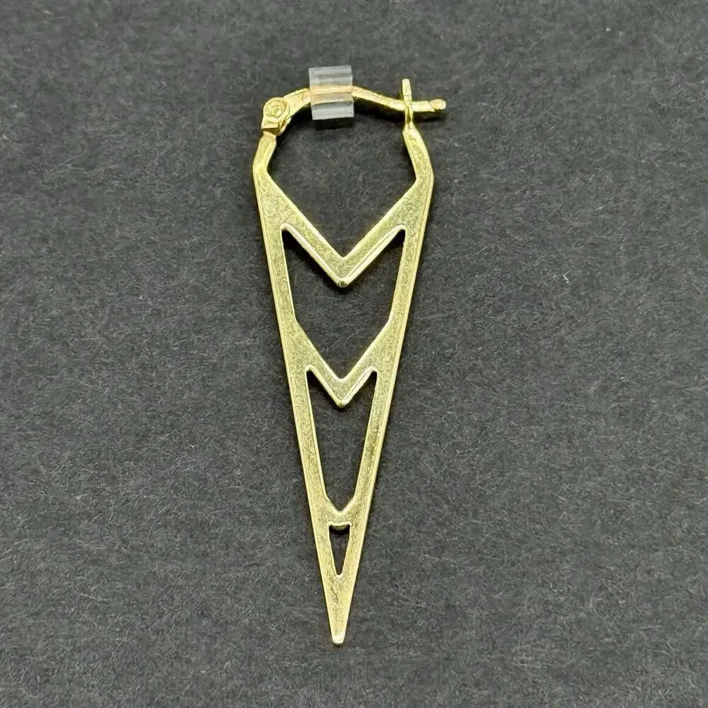 18K Gold Vermeil 925 Sterling Silver Geometric Chevron Spike Dagger Hoop Earring